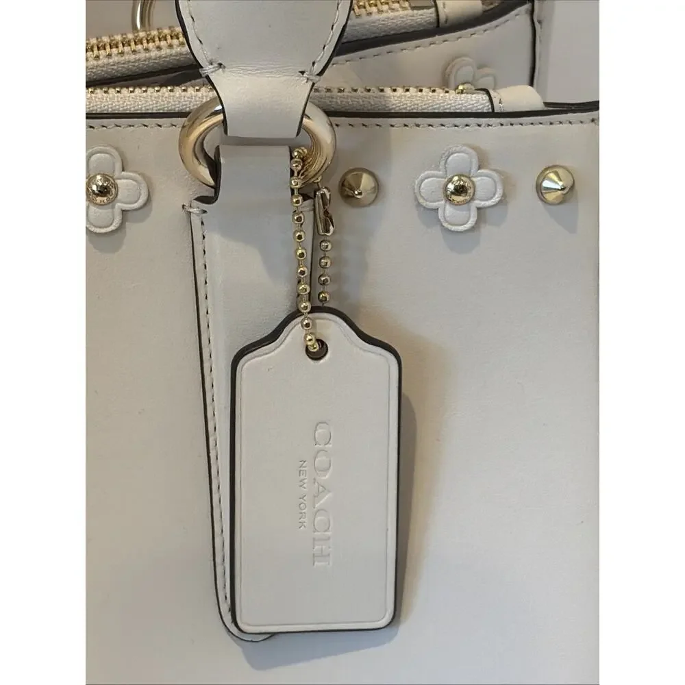 Coach Ivory/cream leather handbag with gold accent EUC Used Once f47300